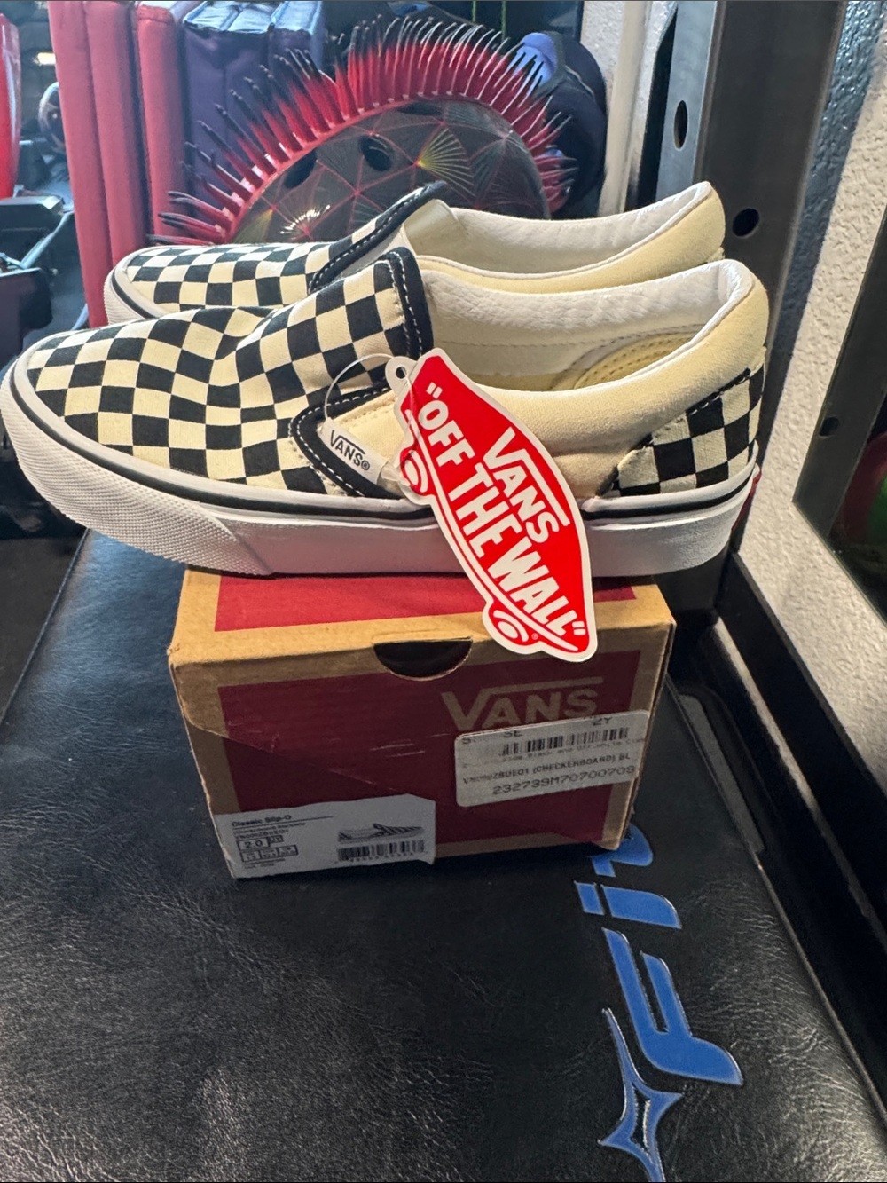 Vans Kids Checkerboard Slip-On Sneakers - Black White